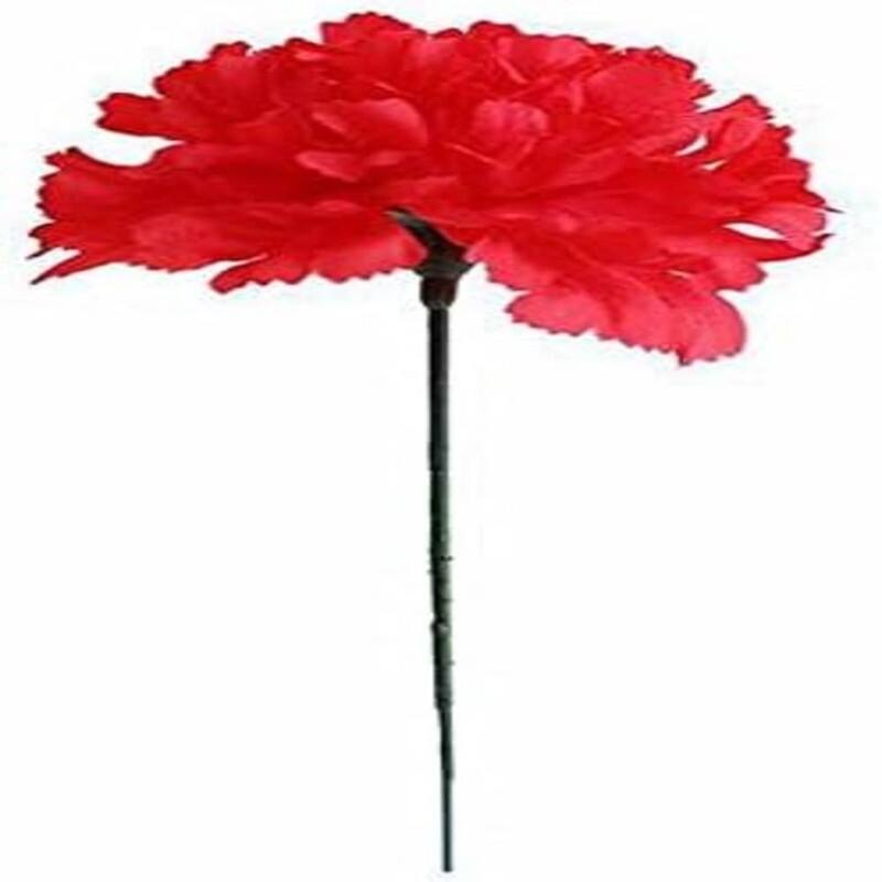 Red Silk Carnation Picks 100 Count Bulk, 3.5" Carnation Heads with 5